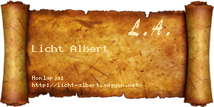 Licht Albert névjegykártya